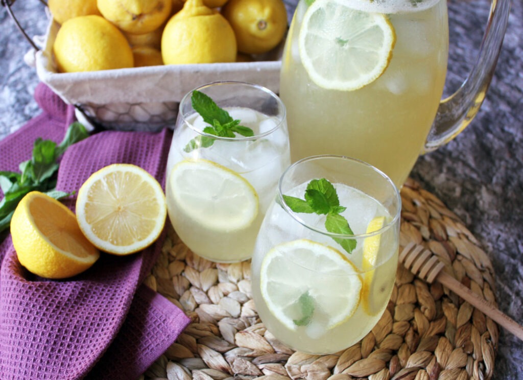 Homemade Lemonade with Honey Sugar and Salt